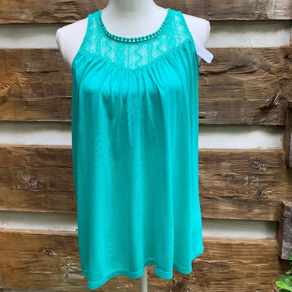 CHARMING CHARLIE Lace Knit Soft Tank Top. Green, Seafoam, Mint Sz S Small NWT